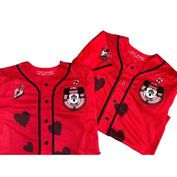 EXCLUSIVE LOT of 2 NEW Mickey & Minnie Authentic Baseball Jersey’s - Picture 12 of 15